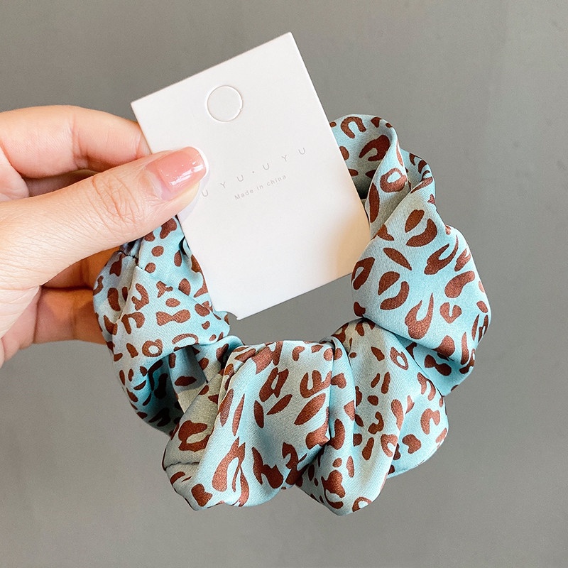 Cột tóc scrunchies chấm bi hoạt tiết beo rằn ri vải satin S67