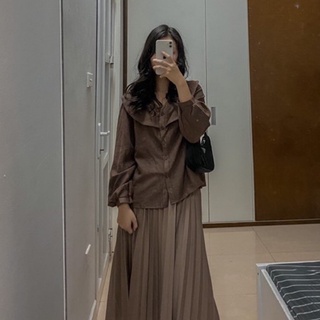 Chân váy xếp li dáng dài