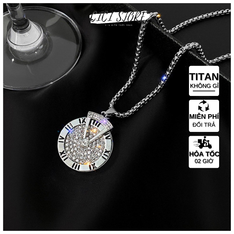 Dây Chuyền Nam Nữ Hiphop Thép Titan Không Gỉ Mặt Tấm Vận Mệnh Đính Đá Cá Tính
