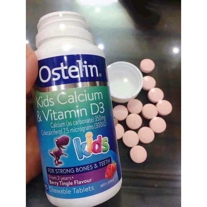 Canxi Khủng long Viên Ostelin Kids Calcium & Vitamin D3 của Úc cho bé 90 viên