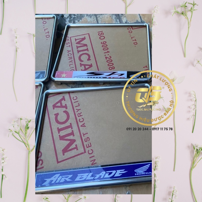 Bộ Khung biển số xe máy inox như hình theo tên xe: AB, VISION, FUTURE