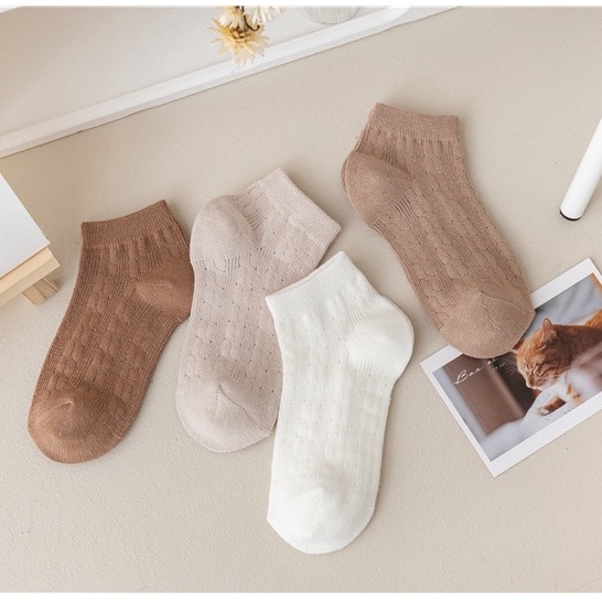 Vớ tất cổ ngắn màu vintage dạng thông hơi