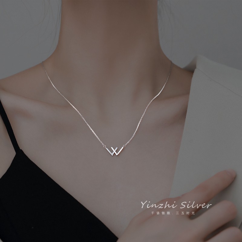 925 Silver Plated Brass Necklace Beautiful Waves Fashion For Women