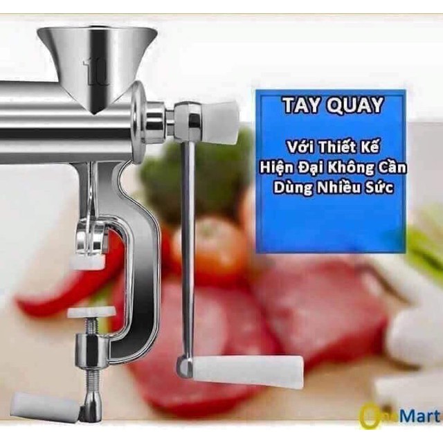 Máy Xay Thịt Quay Tay Inox, máy xay thịt bằng tay 2 chân