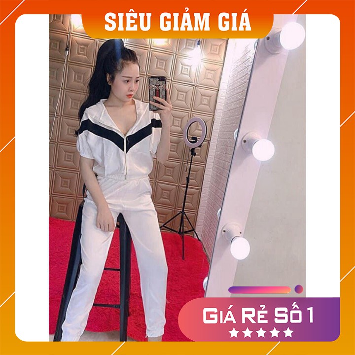 [Ảnh thật tự chụp] Sét bộ phi bóng áo có khóa kéo, sét quần dài áo khoác phi bong dễ thương