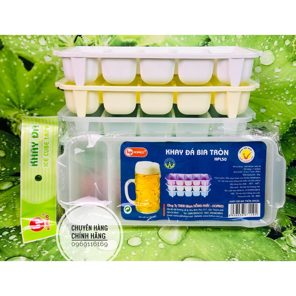 Khay đá bia tròn HPL50 Hồng Phát - Vĩ làm đá bằng nhựa cao cấp HOFACO 5 ngăn lớn
