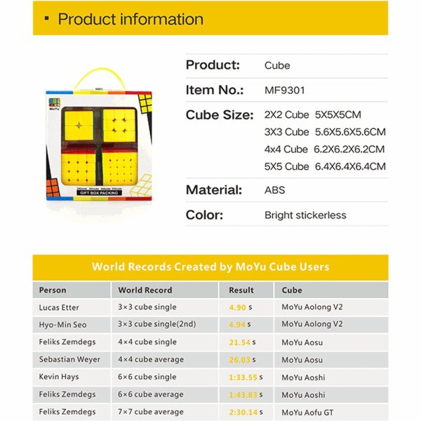 Bộ 4 Khối Rubik Phát Triển Trí Thông Minh Cho Bé  2x2 3x3 4x4 5x5