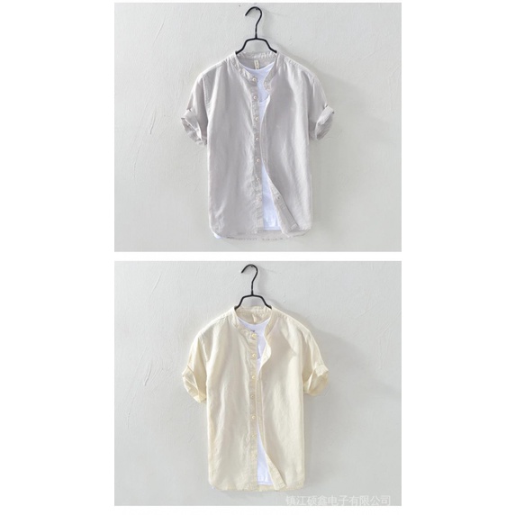 Áo Sơ Mi Nam Tay Ngắn Cổ Đứng Phong Cách Trung Hoa