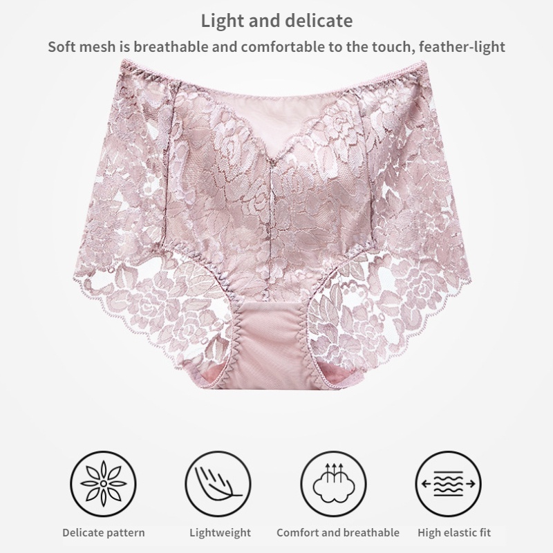 Quần Lót Lưng Vừa Không Đường May Phối Ren Xuyên Thấu Gợi Cảm Cho Nữ