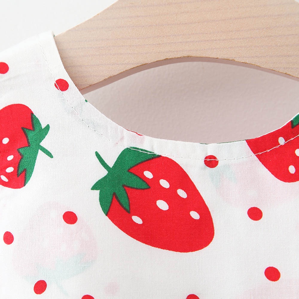 BEAR LEADER Đầm In Hình Trái Dâu Nhỏ Tươi Mới Thời Trang Mùa Hè 2022 Cho Bé Gái