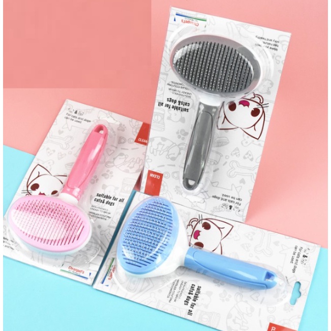 Lược chải lông mèo chó có nút bấm CLEAN CHÍNH HÃNG chải lông chó mèo