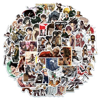 Set 100 nhãn dán trang trí hình phim hoạt hình Attack On Titan chống thấm nước