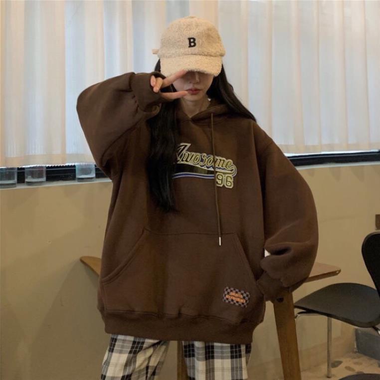 Áo Nỉ Mũ Hoodie Zip Awesome 96 Chất Nỉ Ngoại 2 Màu Nâu Be Dầy Dặn Form Rộng Hàn Quốc(Hàng Sẵn)