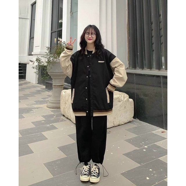 Áo bomber  Áo khoác jacket raglan form rộng unisex nam nữ PHULA style Hàn Quốc Ulzzang mặc tone dáng