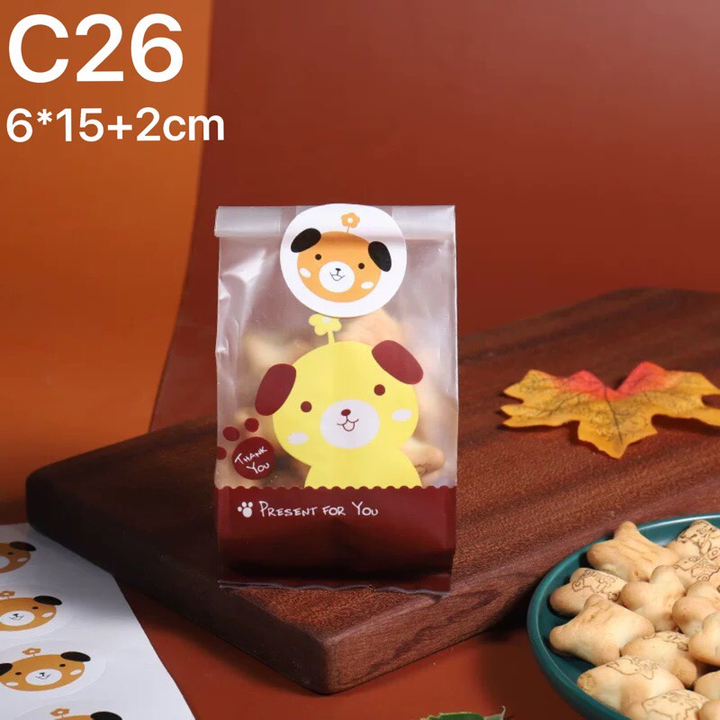 Túi đựng bánh kẹo chó vàng nhỏ C25 - 10c tặng kèm sticker