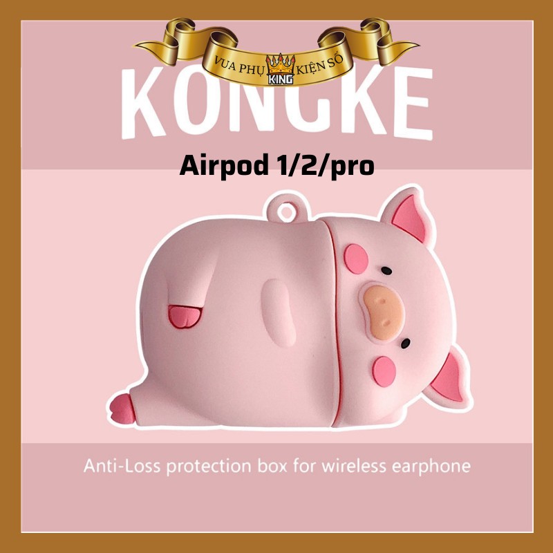 Vỏ bảo vệ bao đựng tai nghe ✔️ case airpod 1 2 Pro ✔️ Lợn hồng