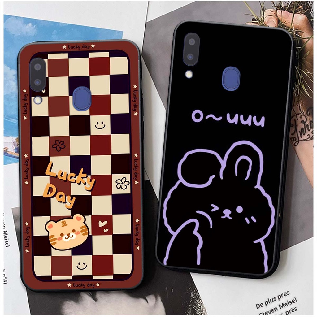 Ốp lưng điện thoại samsung m20 / m30 in hình caro đơn giản, gấu lucky, Boo, trái tim hồng cute