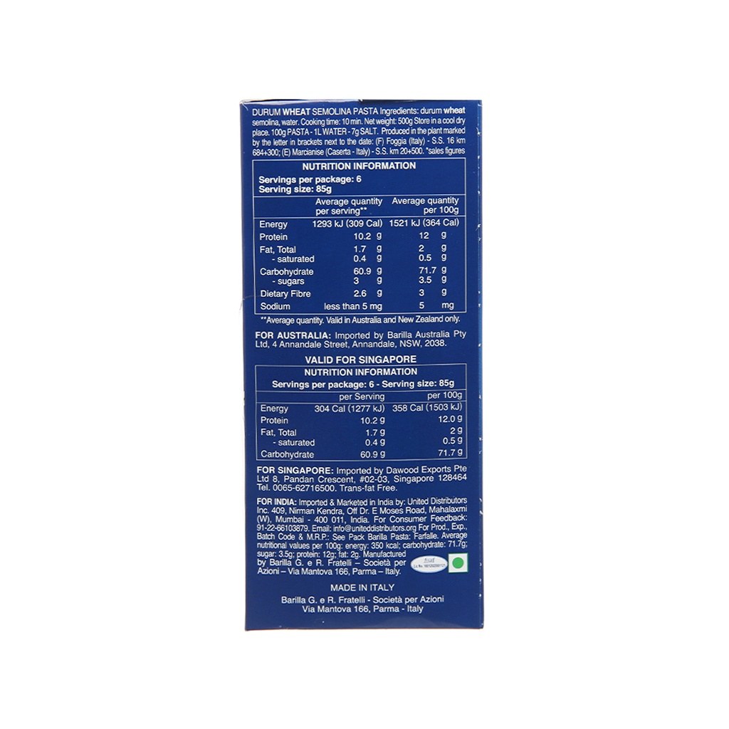 Barilla - Mì nơ Farfalle n.65 – hộp 500gr