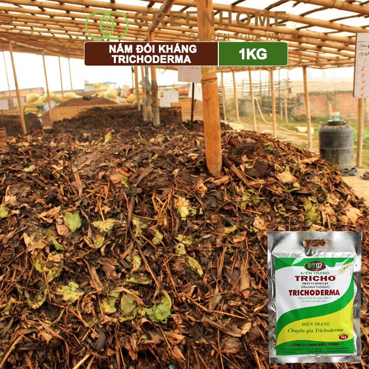 Phân vi sinh vật Trichoderma Greenhome, bao 1kg ủ phân, ủ rác, đậu tương, tưới gốc