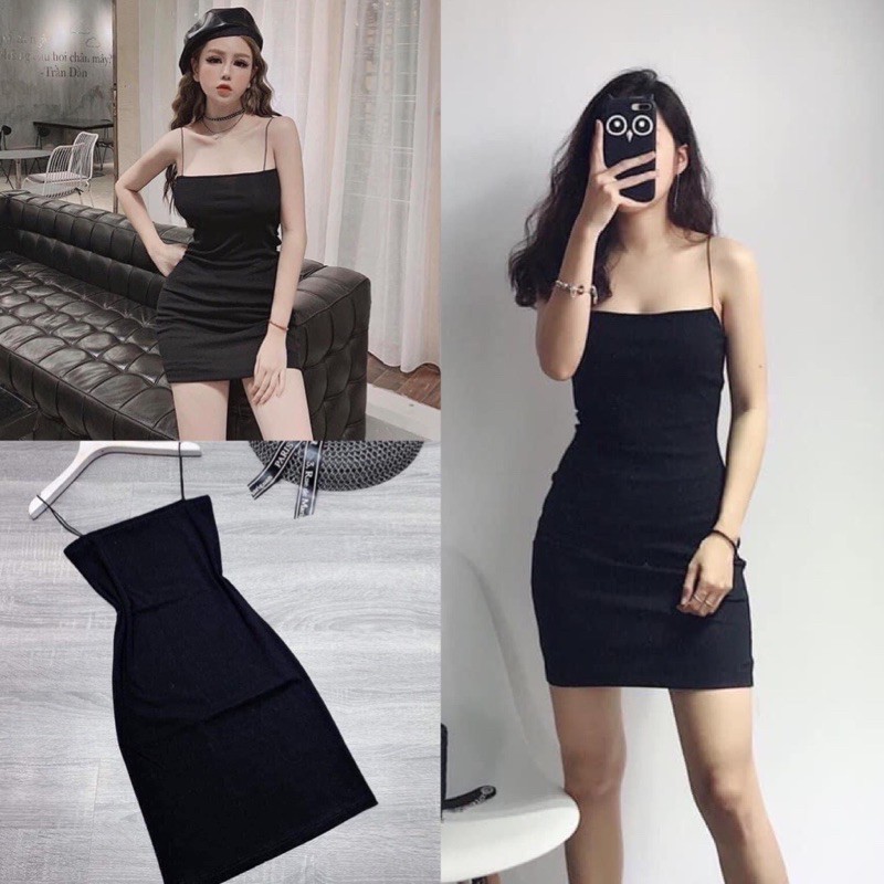 (QUÀ TẶNG LÀ DÂY CỘT TÓC) Đầm 2 dây ôm body ❤️đầm nữ ôm❤️ chất len tăm
