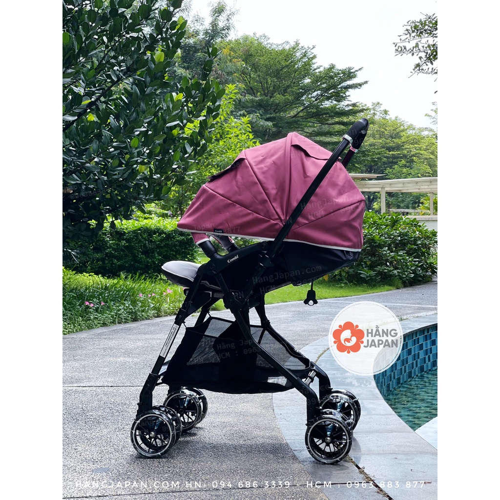 Xe đẩy Combi Sugocal Light đệm điều hòa, 4 bánh xoay tự động BH chính hãng 2 năm