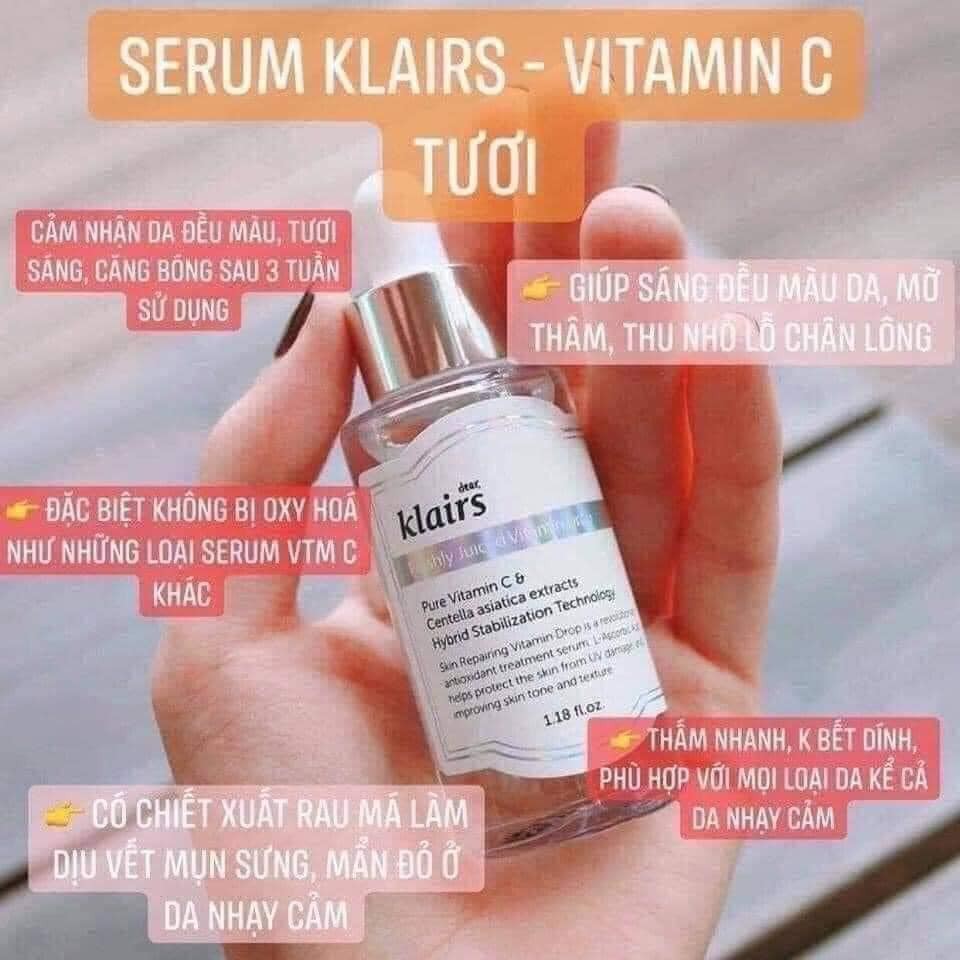 [𝐂𝐇𝐔𝐀̂̉𝐍 𝐀𝐔𝐓𝐇]✔️ Serum Vitamin C tươi (Freshly Juiced Vitamin Drop) Dear Klairs⚡𝗙𝗥𝗘𝗘𝗦𝗛𝗜𝗣⚡ Sáng da, mờ thâm