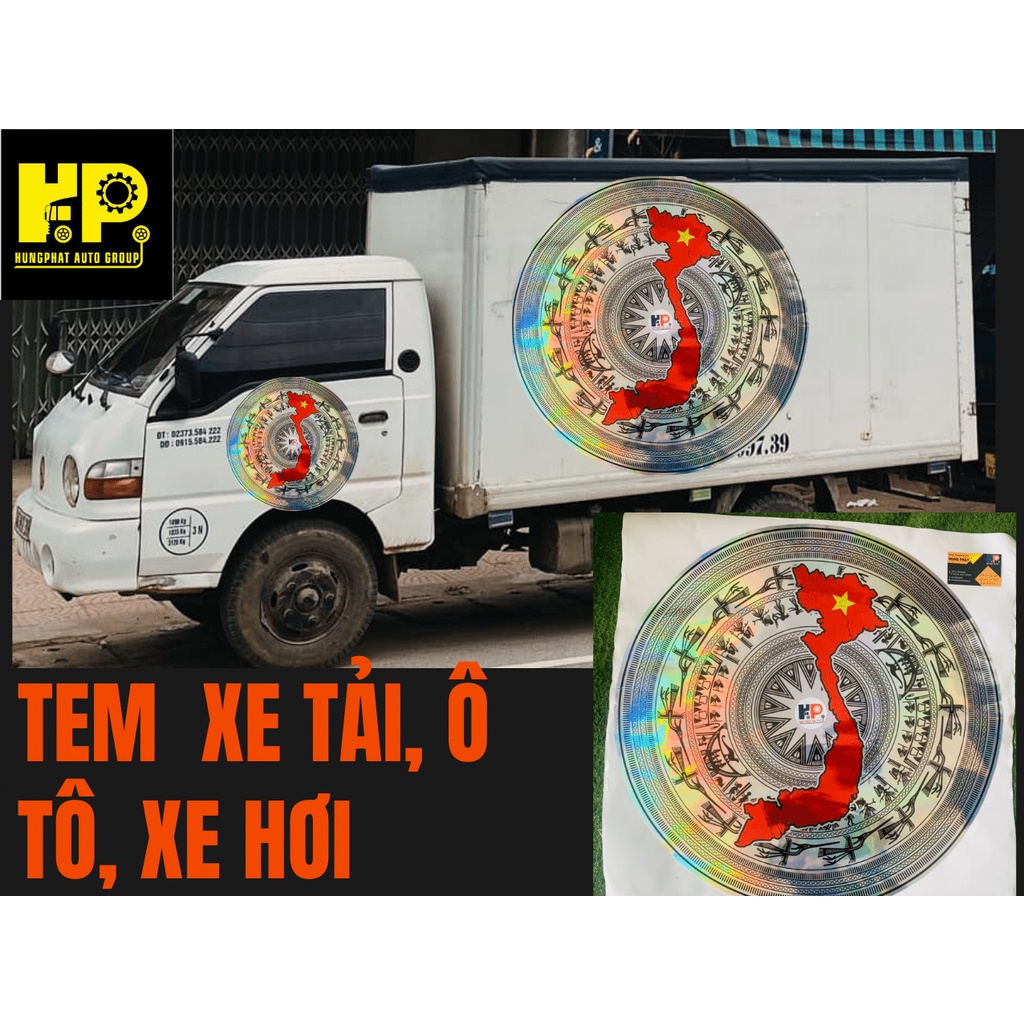 Tem dán xe tải 1 trống đồng đổ 7 màu siêu đẹp, decal xe tải độc chất cho xế yêu, Phụ kiện xe tải