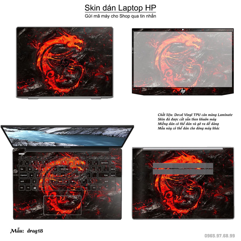 Skin dán Laptop HP in hình rồng (inbox mã máy cho Shop)