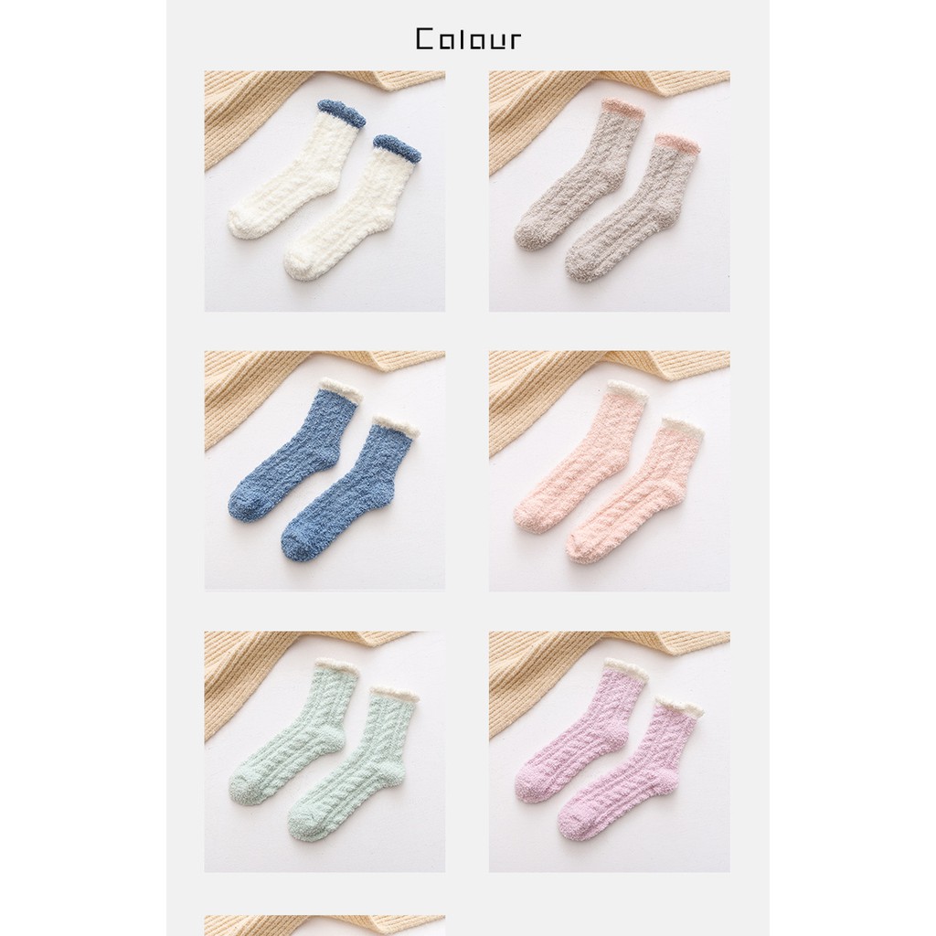 Vớ Len Lông cừu Nữ Cổ cao Giữ ấm Mùa Đông Tất Len Nữ Lông cừu Cao cổ Đi ngủ Cao cấp