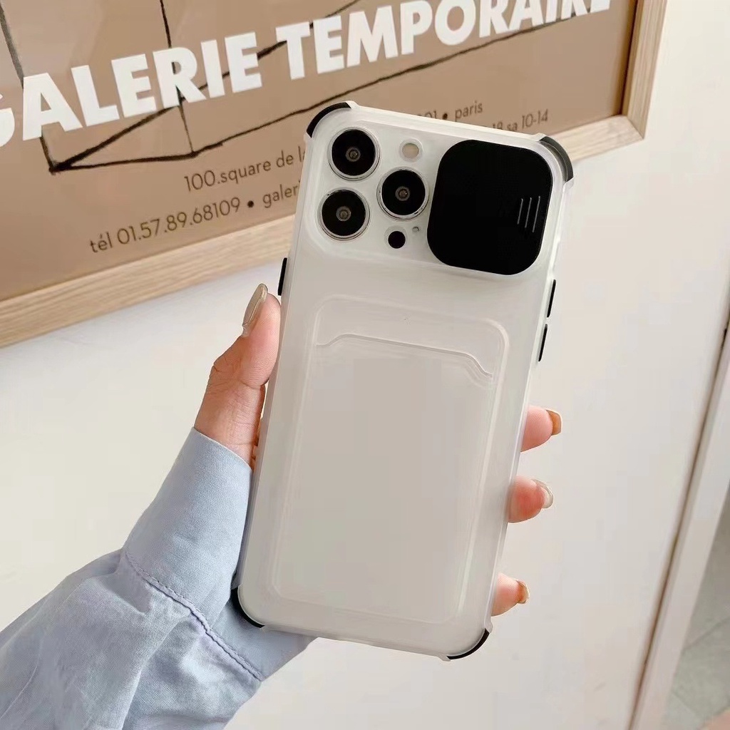 [XẢ HÀNG] Ốp lưng Iphone MÀU TRẮNG đựng thẻ có tấm bảo vệ camera ip7,8,plus/X,XS/XSMAX/11/11/12,pro,max/13.pro.max