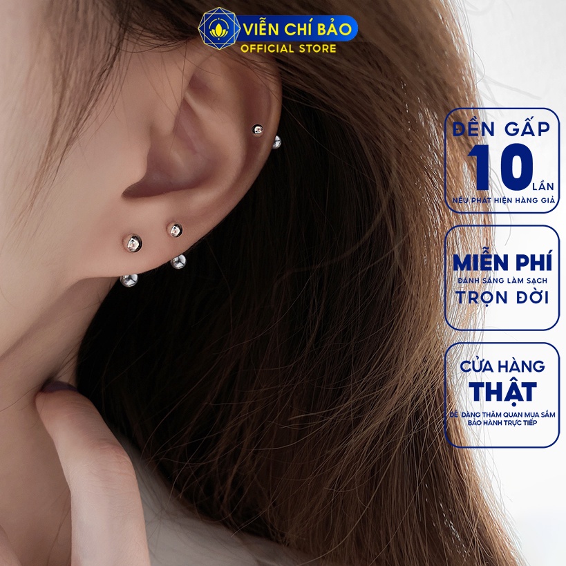 Khuyên tai bạc nữ bi tròn trơn Minidot chất liệu bạc 925 thời trang phụ kiện trang sức nữ Viễn Chí Bảo B400746