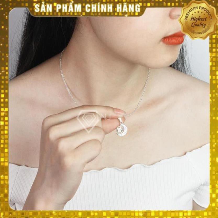 [KHÔNG ĐẸP HOÀN TIỀN] Vòng cổ bạc nữ hình mặt trăng sao đính đá trắng khắc tên theo  yêu cầu