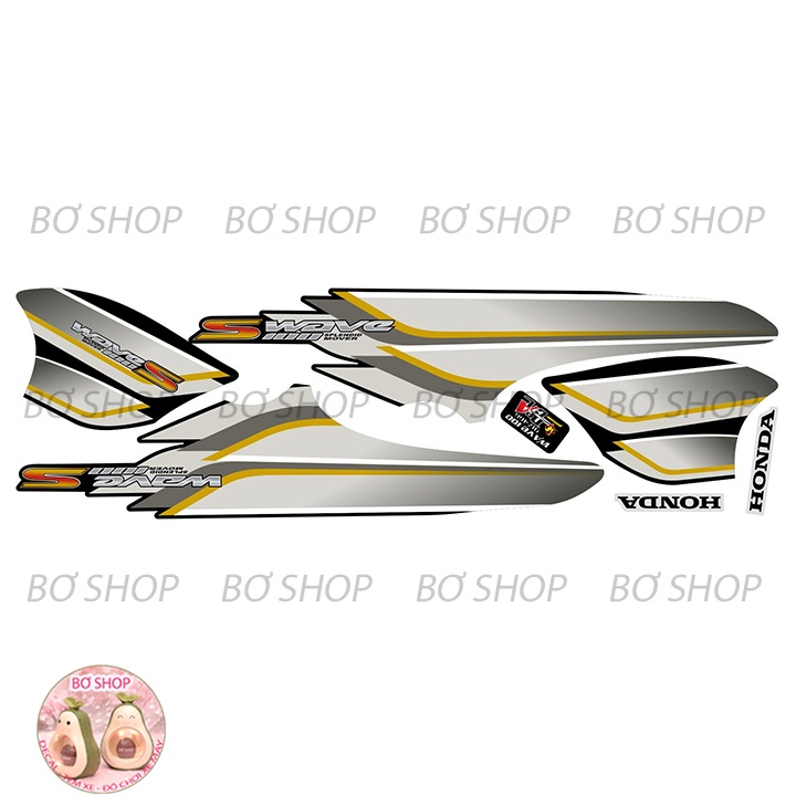 Tem rời WAVE ALPHA 100cc Mẫu Chữ S    - Tem 3 lớp chống phai màu - BƠ SHOP