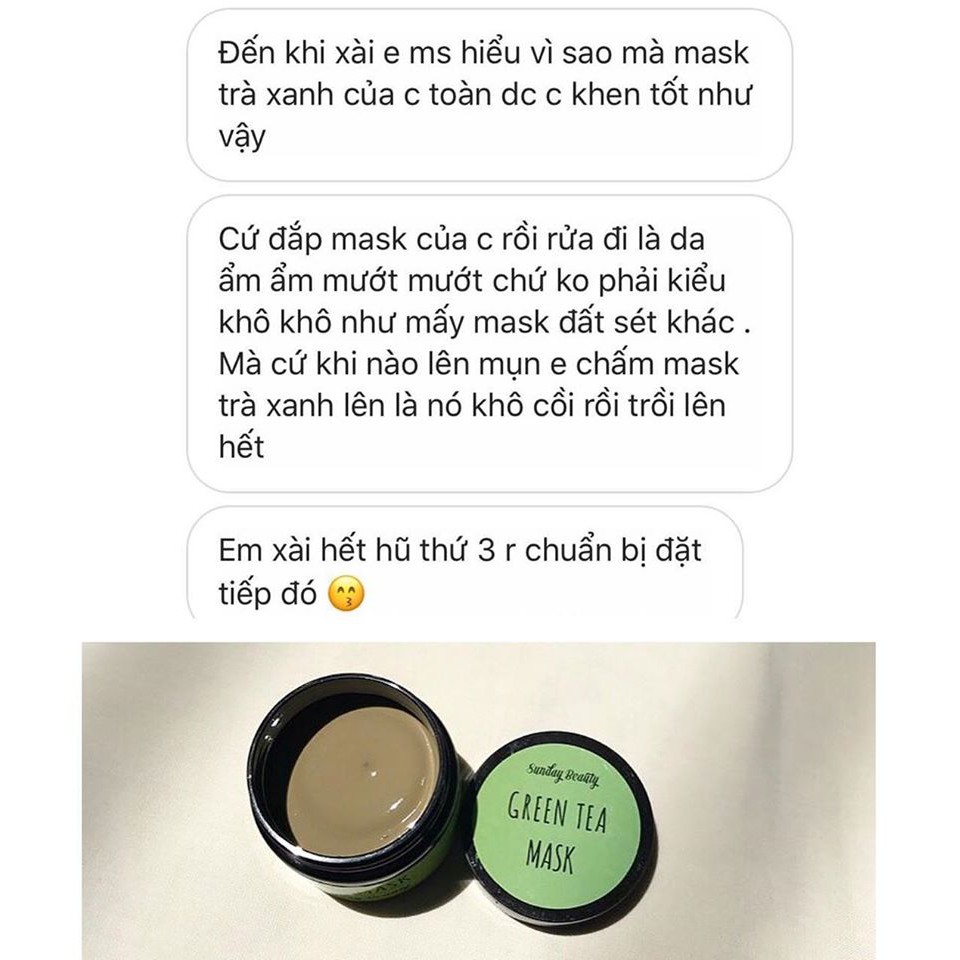 Mặt nạ trà xanh đất sét ngừa mụn se  mụn Fresh Mask thiên nhiên Sunday Beauty