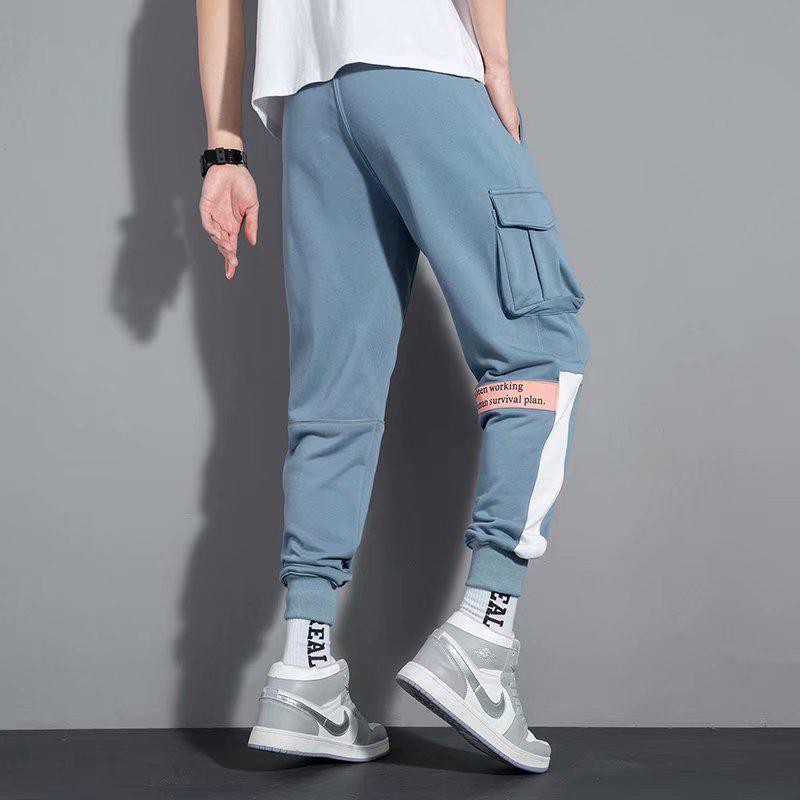 M-3XL Loose Cargo Pant Ready Stock men Casual Straight blue trousers Off-road pants