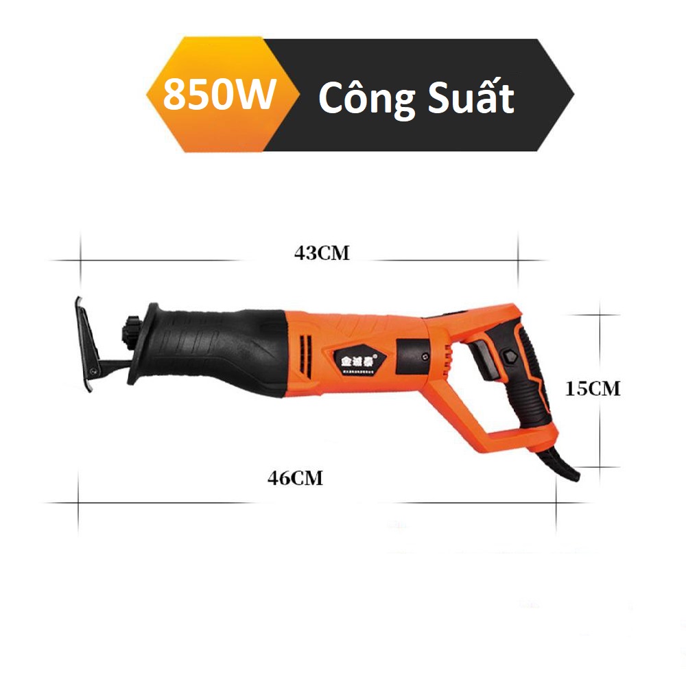 Máy cưa cầm tay nhỏ gọn, Máy cưa kiếm 850W tặng kèm hộp nhựa thiết kế chắc chắn, sử dụng an toàn