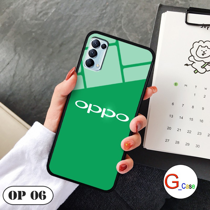 Ốp lưng Oppo Reno5-lưng kính in logo hãng điện thoại