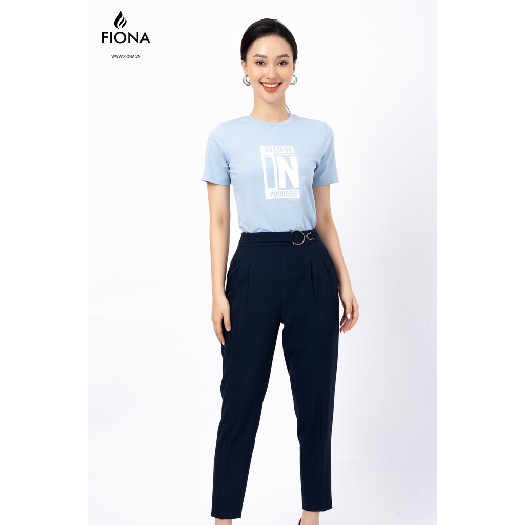 Quần Công Sở Nữ Cạp Cao FIONA, Quần Baggy Tuytsi Trẻ Trung trang trí mặt đai F351331
