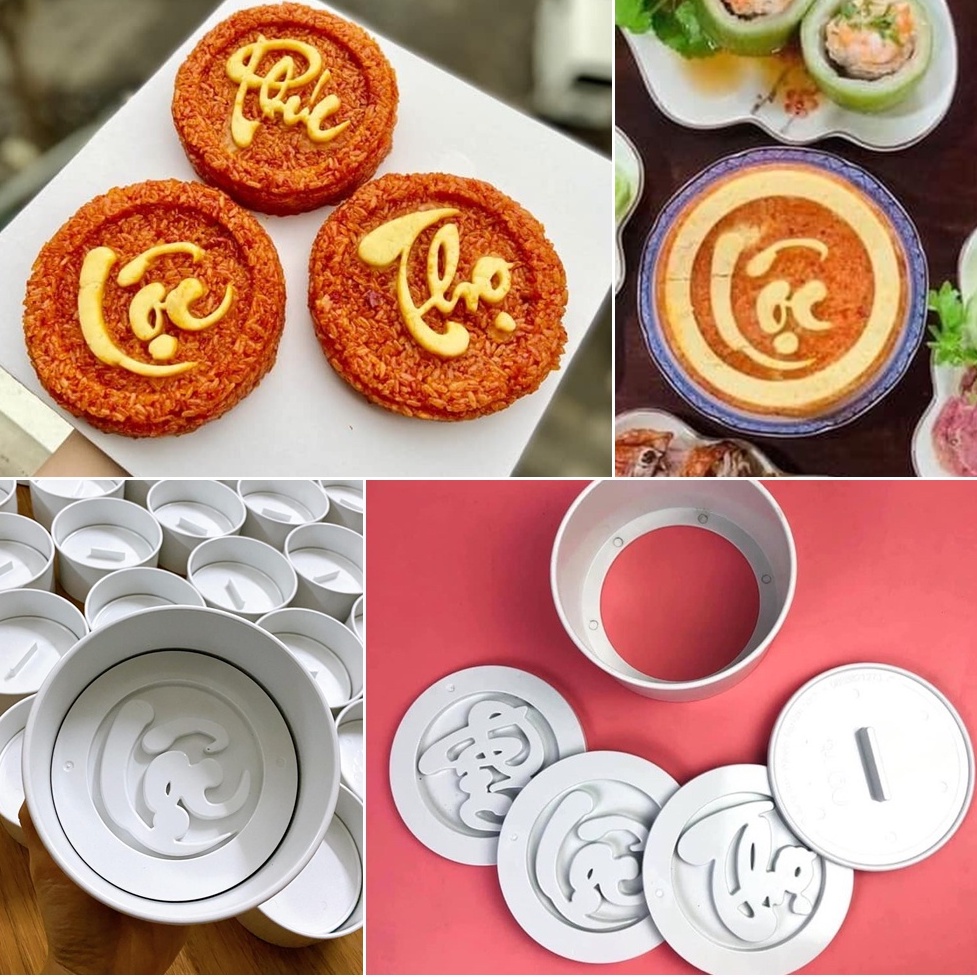 Bộ khuôn ép xôi Phúc Lộc Thọ 3 trong 1 - Khuôn xôi nhựa cao cấp dày dặn