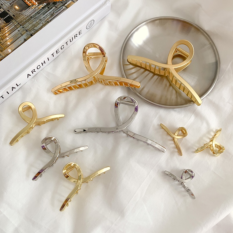 Kẹp Tóc Kim Loại Màu Vàng Kiểu Hàn Quốc Cho Nữ