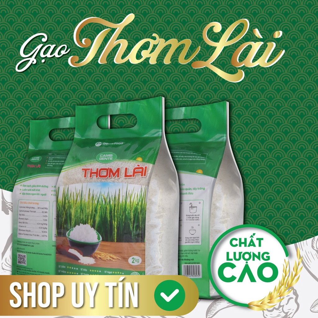 Gạo Thơm Lài Gente Food Túi 2kg