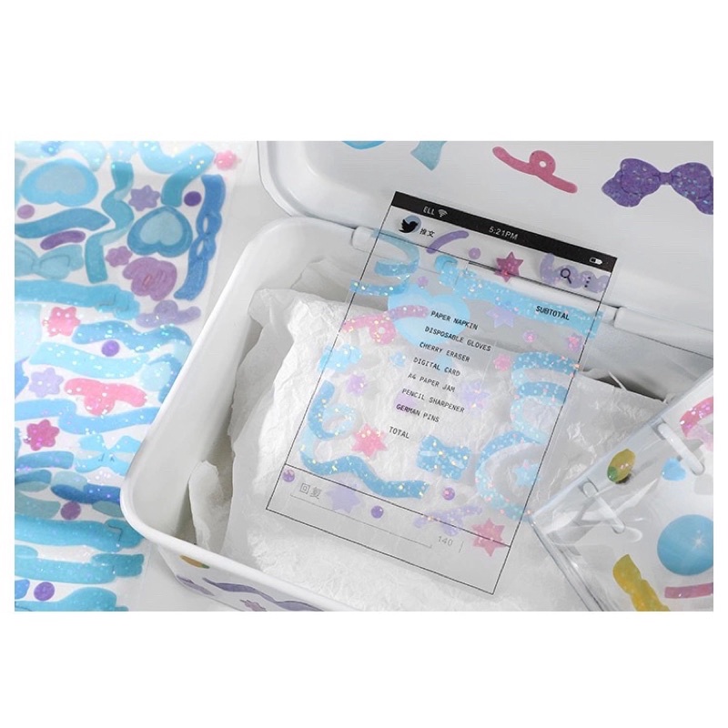 Sticker ruy băng lấp lánh hình nơ trang trí sổ | BigBuy360 - bigbuy360.vn