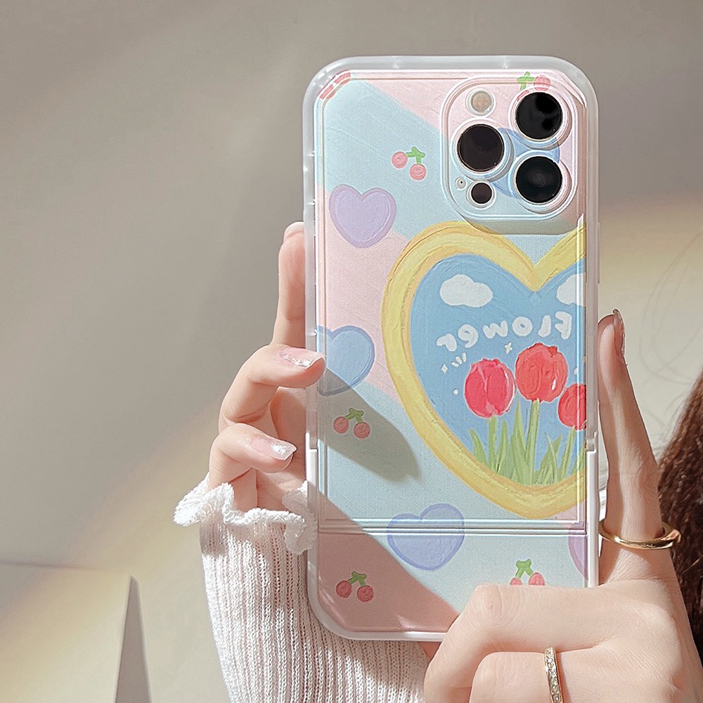 Ốp Điện Thoại Nắp Gập Trái Tim Cho IPhone 13promax 12 11 7Plus X XR XSMAX