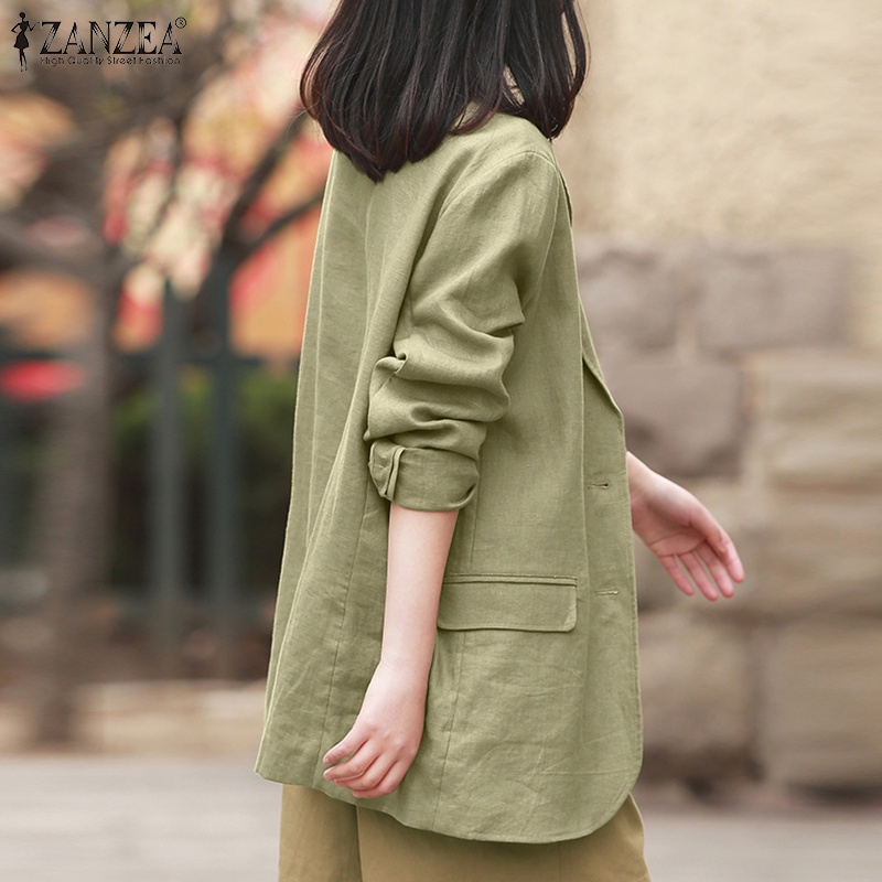 Áo khoác nữ ZANZEA dài tay cổ bẻ thiết kế thời trang thường ngày | BigBuy360 - bigbuy360.vn