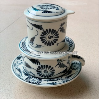 Phin pha cafe gốm sứ Bát Tràng vẽ cúc