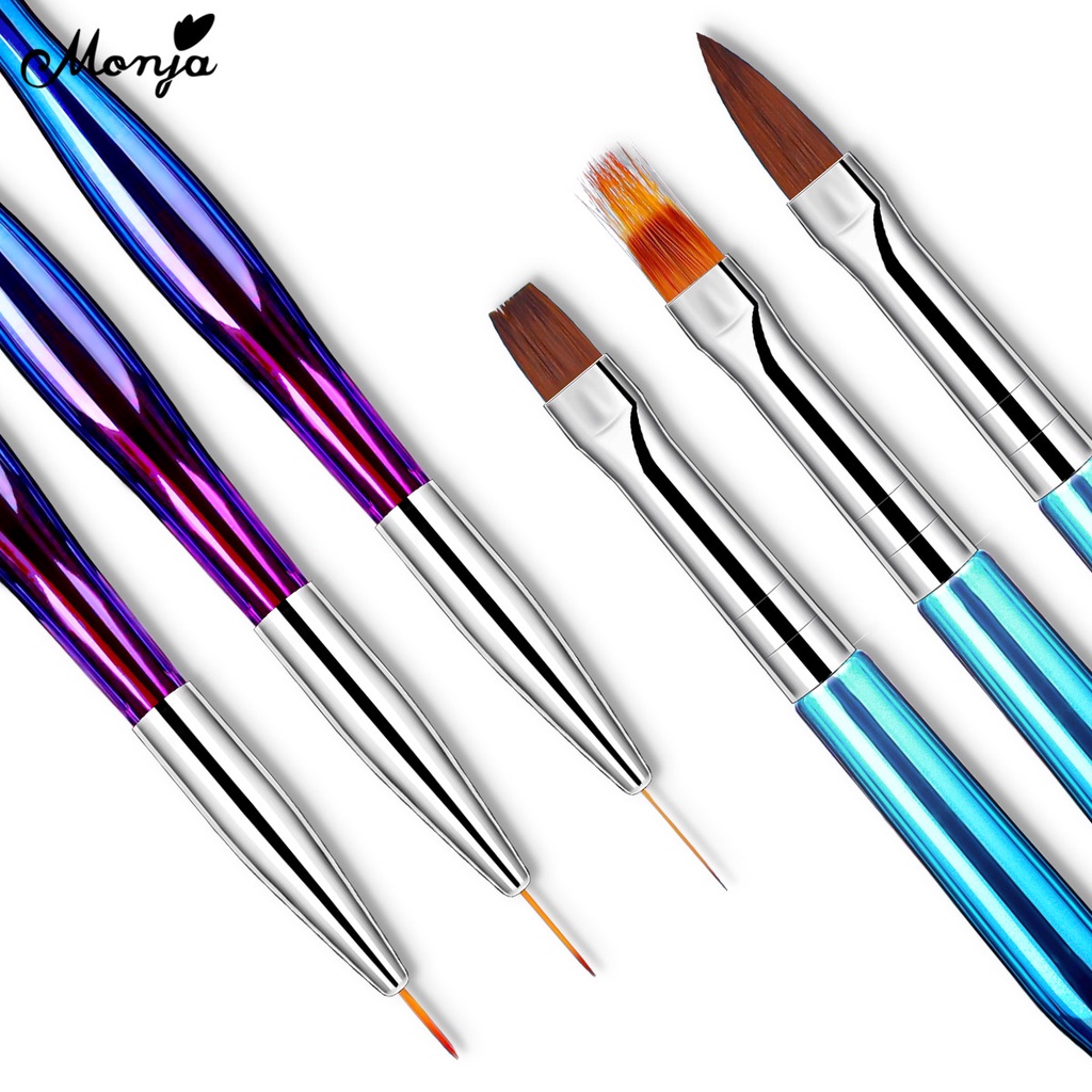 MONJA Cọ Vẽ Trang Trí Móng Nghệ Thuật Hai Đầu Acrylic Mạ Điện DIY