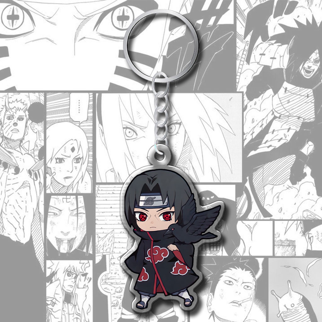 Móc khóa nhân vật anime Naruto Itachi Sasuke trang trí phụ kiện túi xách ba lô