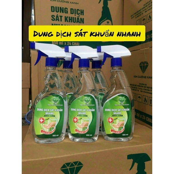 Dung dịch sát khuẩn, cồn xịt khuẩn, Rửa tay hương sả chanh 650ml KIM CƯƠNG XANH