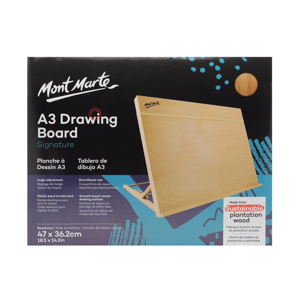 Bảng Vẽ Để Bàn Gỗ Sồi Mont Marte A3 - Drawing Board Signature A3 - MEA0034