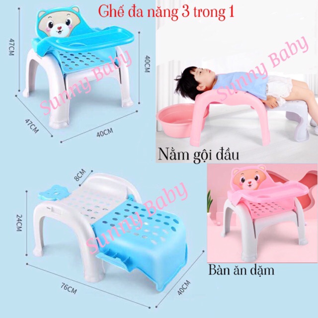 3 In 1 Ghế đa năng gội đầu, làm bàn ăn cho bé.